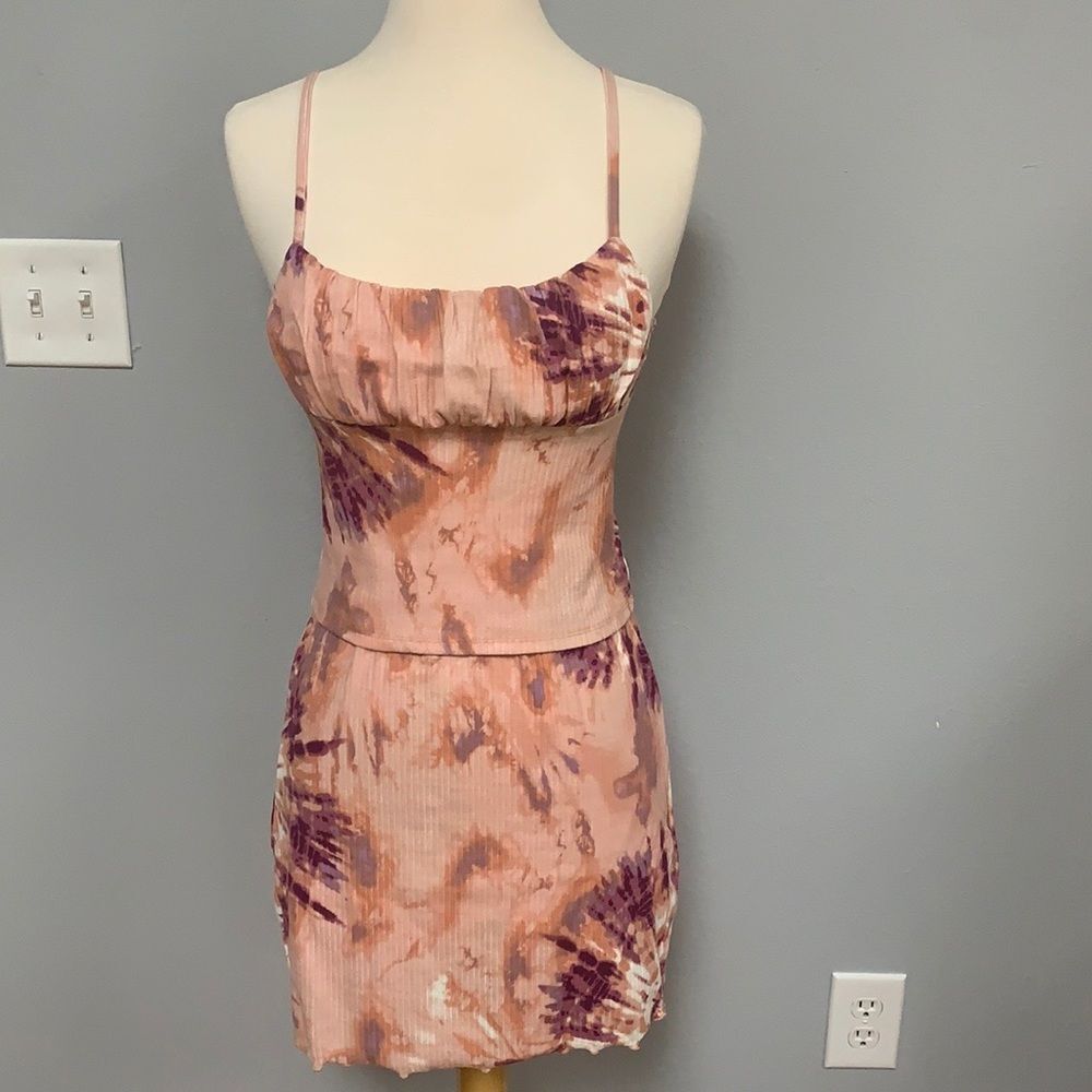 Juniors Emma Tie Dye Ribbed Cami & Skirt Set Small‎ New